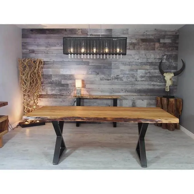 84" Live Edge Acacia Dining Table - Available in 8 Leg Styles