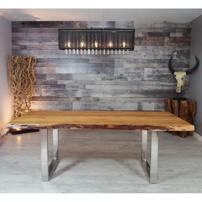 84" Live Edge Acacia Dining Table - Available in 8 Leg Styles