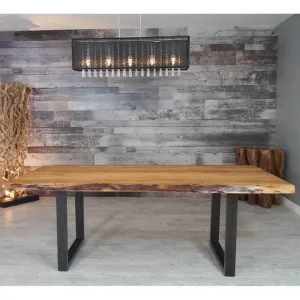 84" Live Edge Acacia Dining Table - Available in 8 Leg Styles