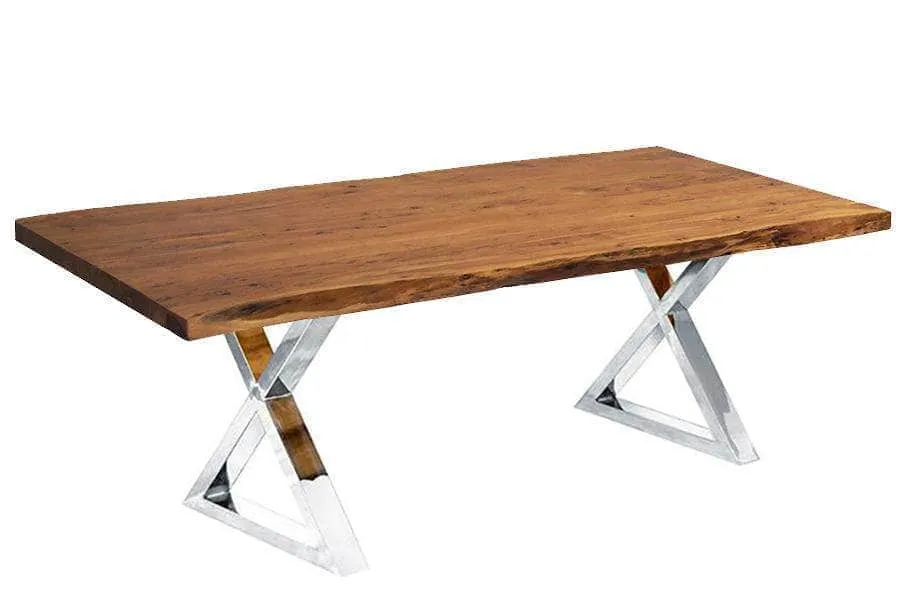 84" Live Edge Acacia Dining Table - Available in 8 Leg Styles