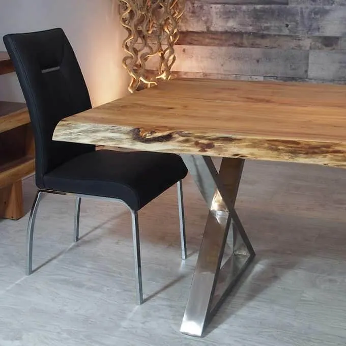 84" Live Edge Acacia Dining Table - Available in 8 Leg Styles