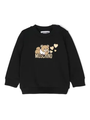 Black Baby Bear Heart Print Sweatshirt