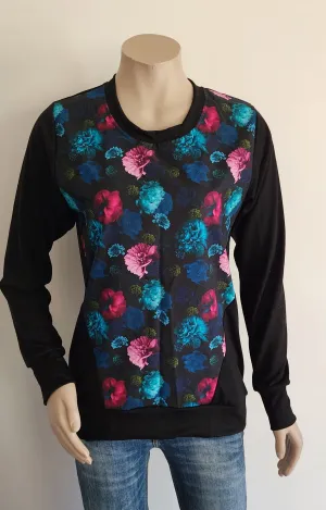 Black Merino Floral Print Jumper