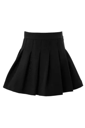 Black Pleated Milano-Knit Long Skirt