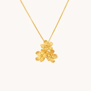 Cherry Blossom Bunch Gold Pendant With Chain