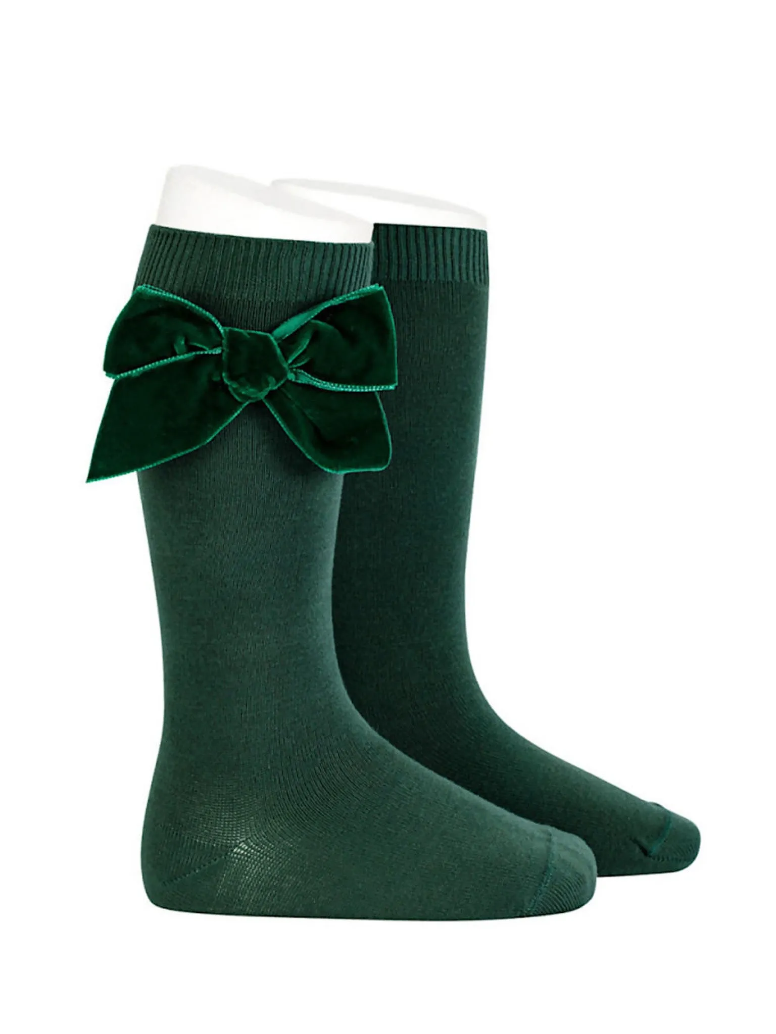 Condor bottle green velvet bow knee socks