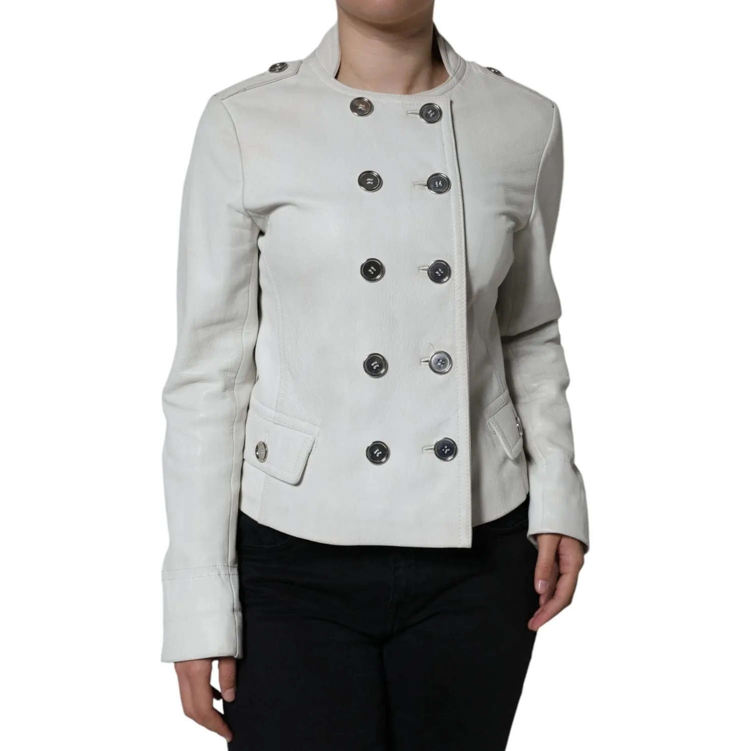 Dolce & Gabbana White Double Breasted Blazer Coat Jacket