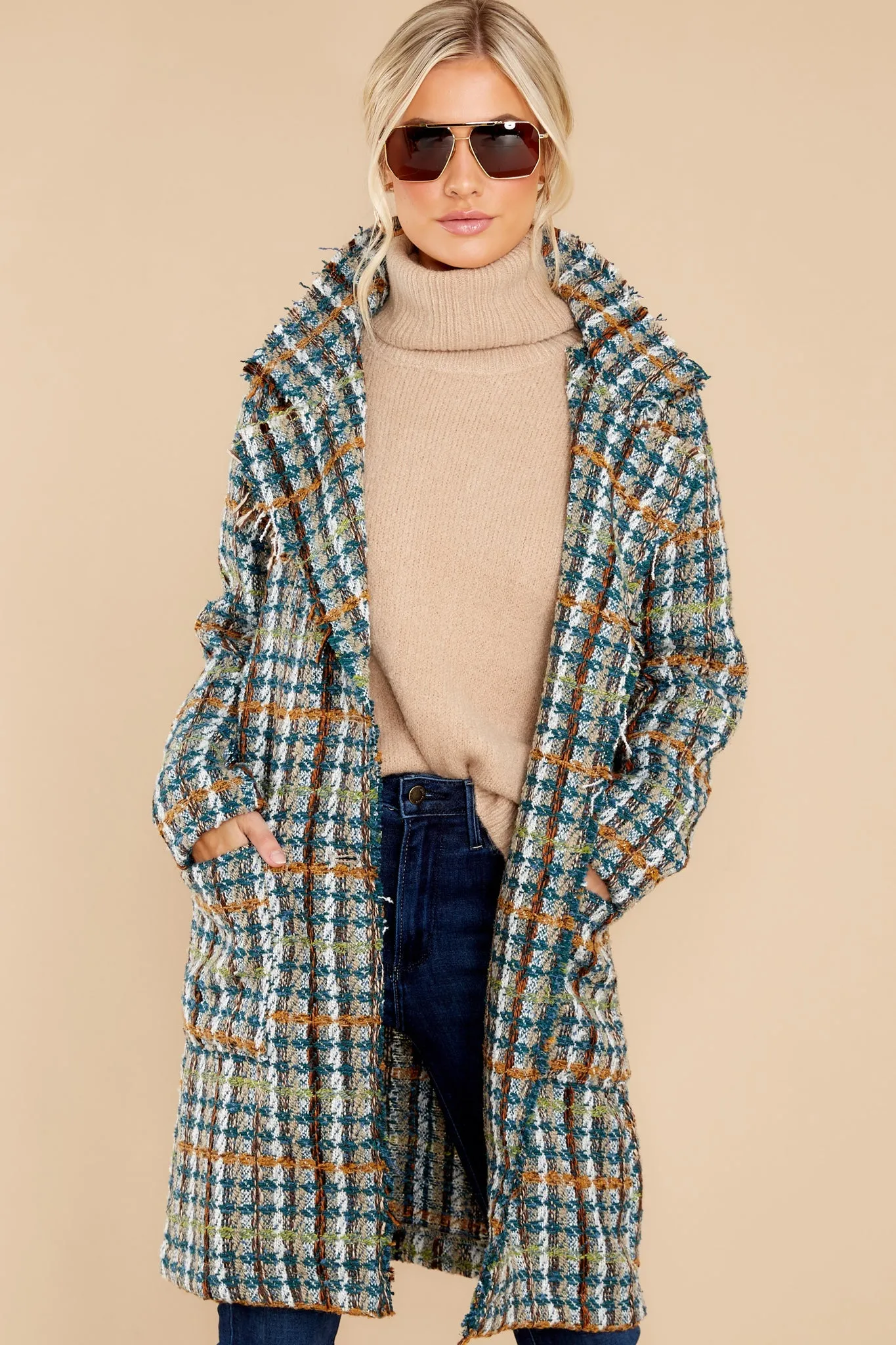 Every Enchantment Teal Multi Tweed Coat