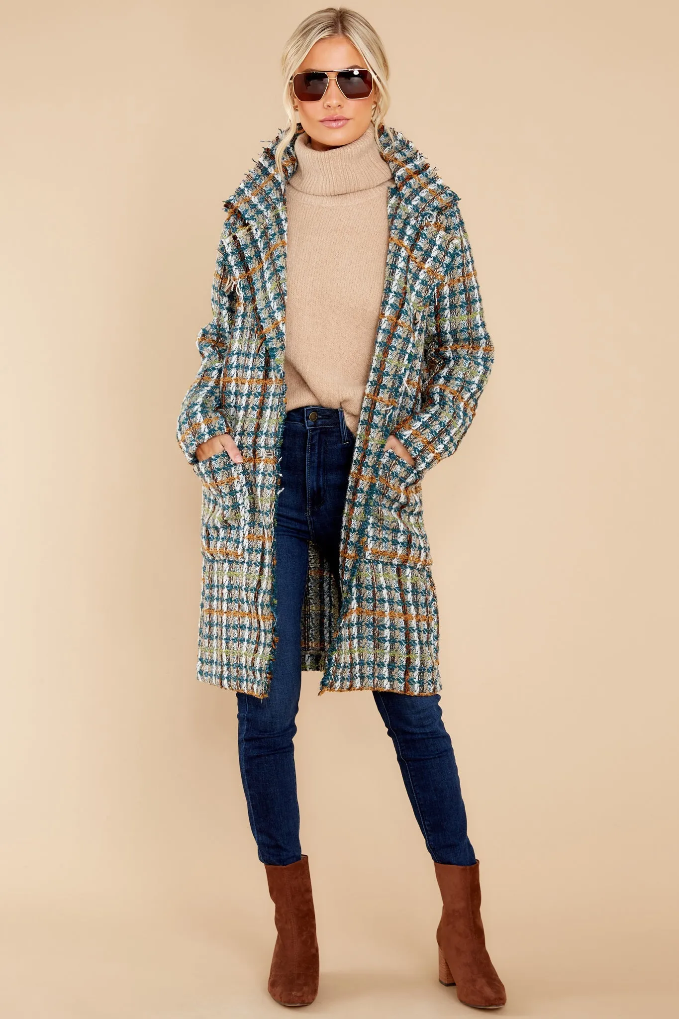 Every Enchantment Teal Multi Tweed Coat