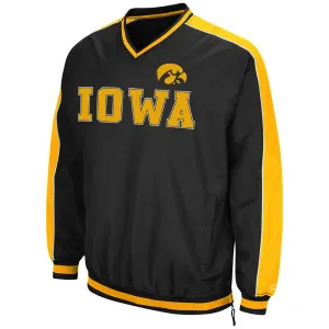 Iowa Hawkeyes Colosseum Black "Attack Line" Long Sleeve V-Neck Windbreaker