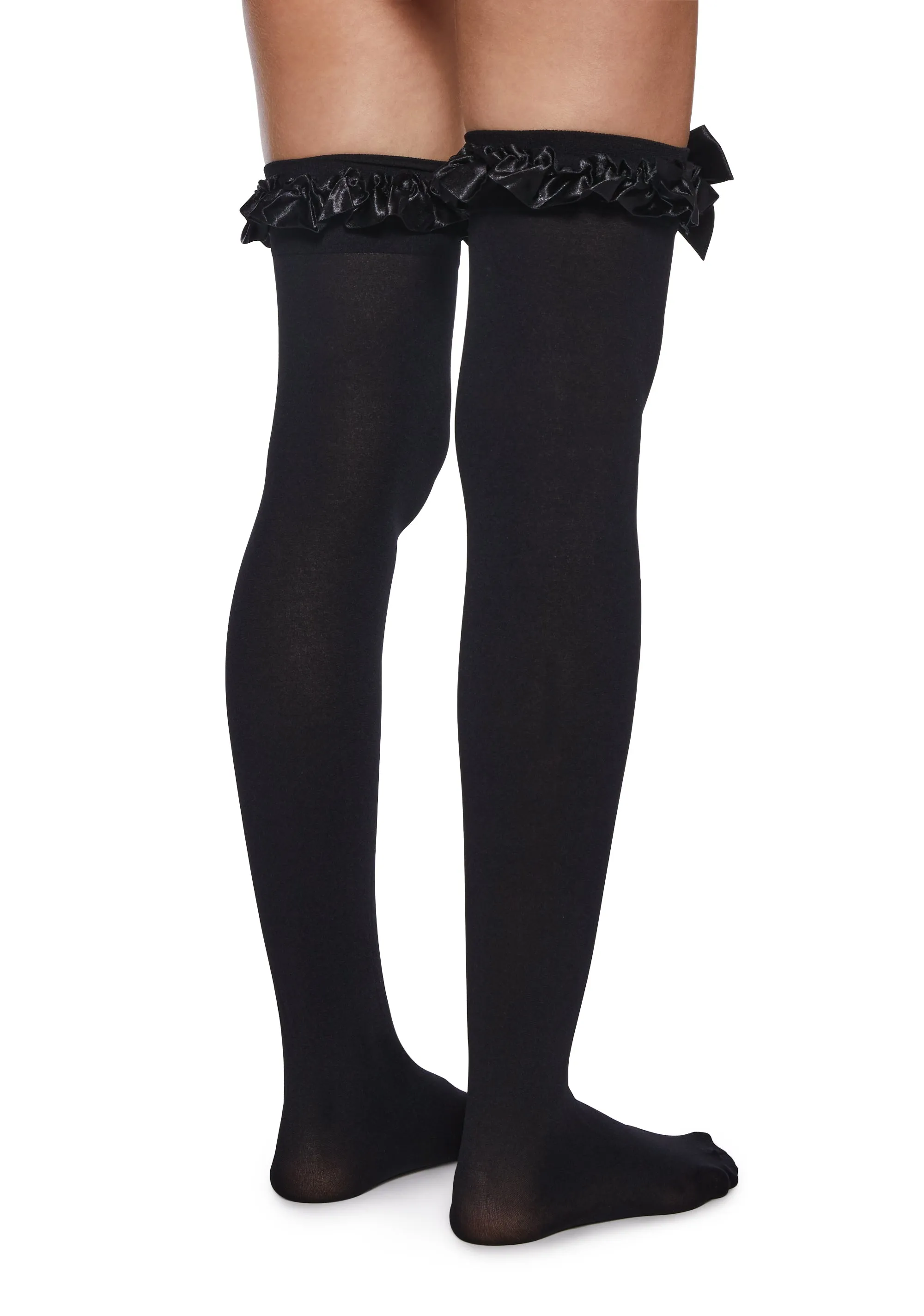 Love Of Mine Opaque Thigh Highs - Black