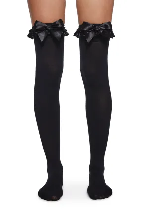 Love Of Mine Opaque Thigh Highs - Black