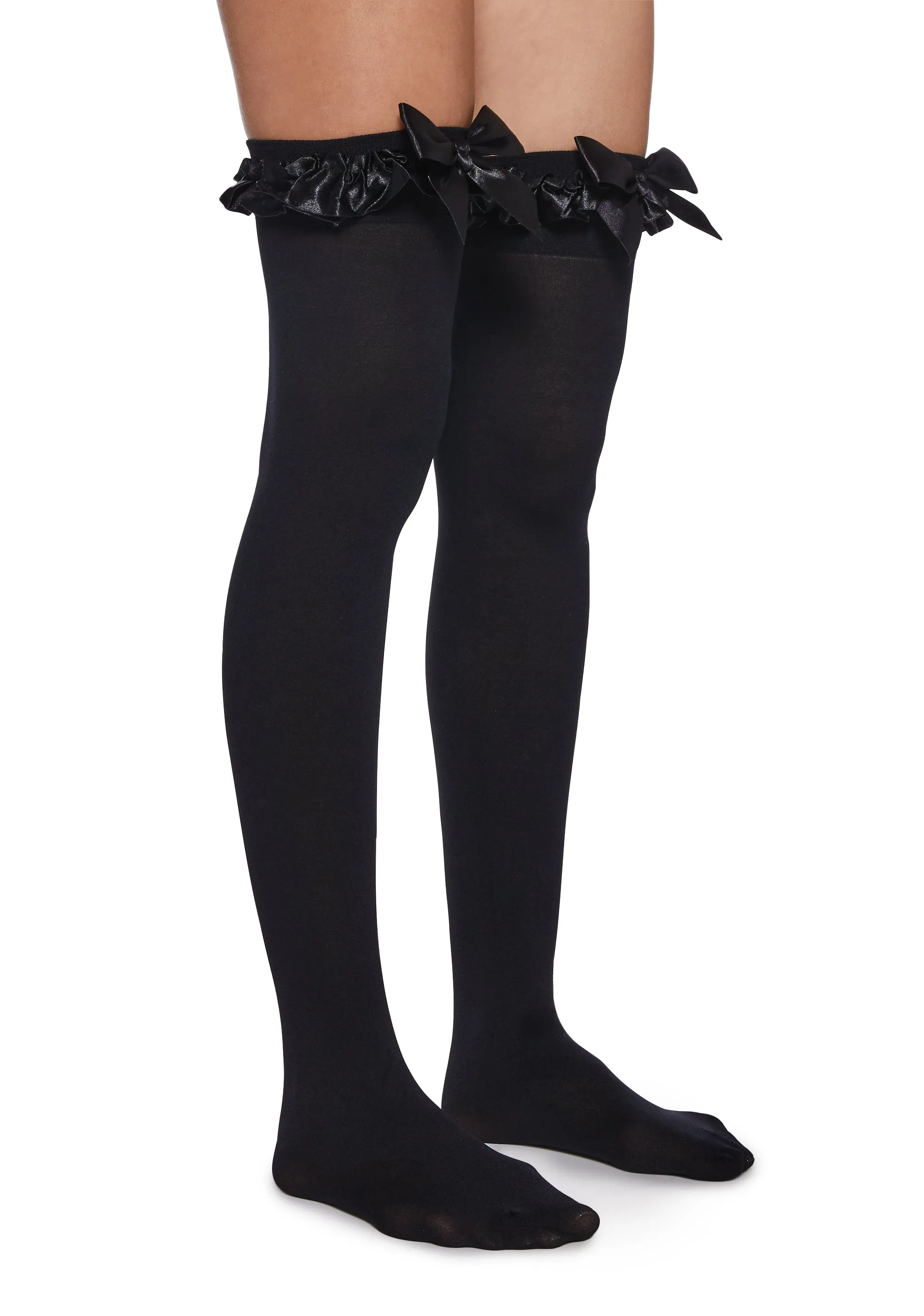 Love Of Mine Opaque Thigh Highs - Black