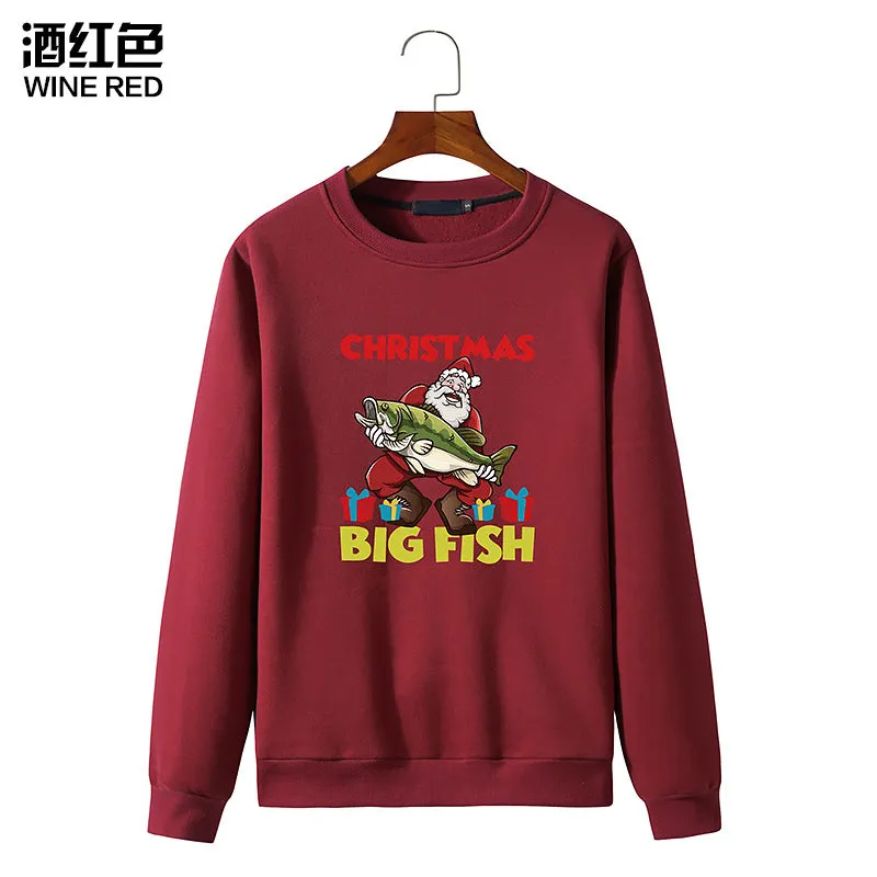 Men's Christmas Santa Printed Long Sleeve Sweatshirt