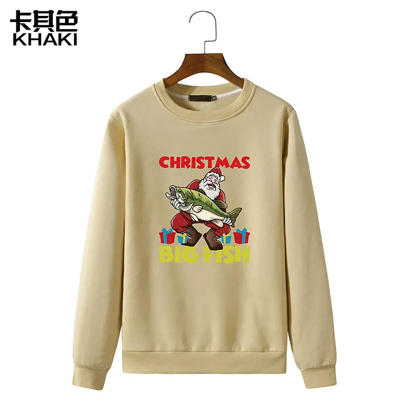 Men's Christmas Santa Printed Long Sleeve Sweatshirt