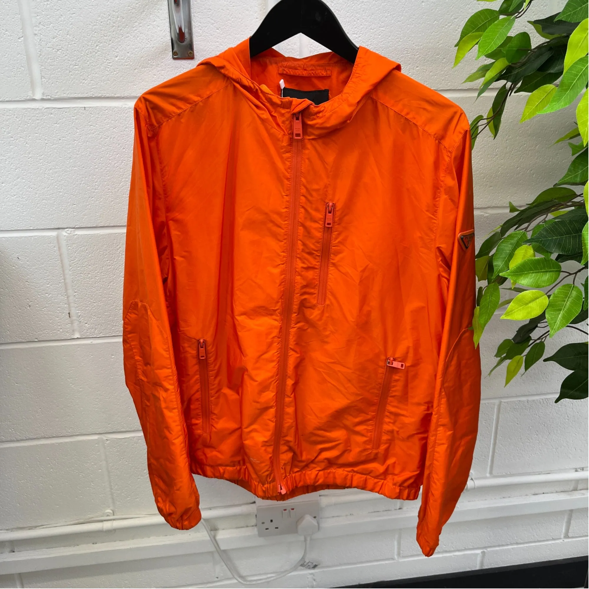 Men's Plaque Logo Windbreaker Orange Size L